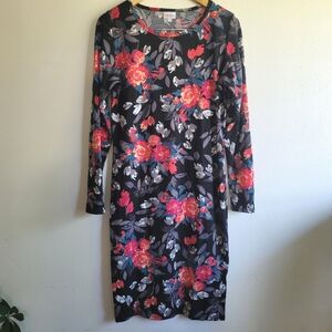 Lularoe, Debbie Sheath Dress, Black Floral,‎ Size Medium